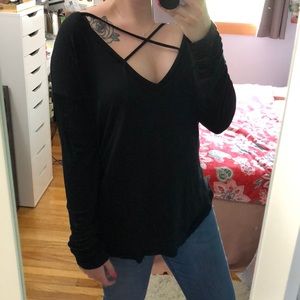 Black criss cross long sleeve